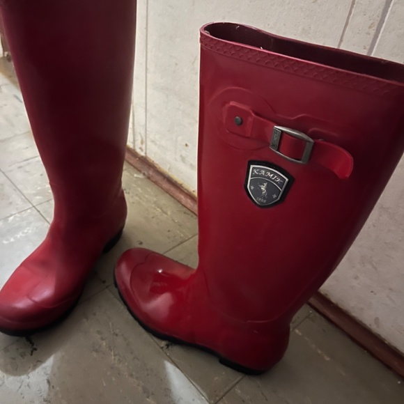 Red KAMIK rain boots -must sell by sept 10th - Picture 3 of 5
